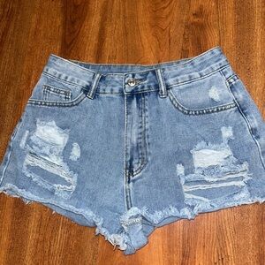 SHEIN Blue Distressed Jean Shorts